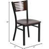 Flash Furniture HERCULES Series Black Slat Back Metal Restaurant Chair – Walnut Wood Back, Black Vinyl Seat(Walnut Wood Back/Walnut Wood Seat/Black Metal Frame)