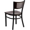Flash Furniture HERCULES Series Black Slat Back Metal Restaurant Chair – Walnut Wood Back, Black Vinyl Seat(Walnut Wood Back/Walnut Wood Seat/Black Metal Frame)