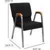 Flash Furniture HERCULES Series Church Chair – Gray Fabric – Stackable – 21″W – Wood Accented Arms – Silver Vein Frame(Black Fabric/Silver Vein Frame)