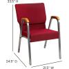 Flash Furniture HERCULES Series Church Chair – Gray Fabric – Stackable – 21″W – Wood Accented Arms – Silver Vein Frame(Burgundy Fabric/Silver Vein Frame)