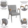 Flash Furniture HERCULES Series Church Chair – Gray Fabric – Stackable – 21″W – Wood Accented Arms – Silver Vein Frame(Gray Fabric/Silver Vein Frame)