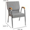 Flash Furniture HERCULES Series Church Chair – Gray Fabric – Stackable – 21″W – Wood Accented Arms – Silver Vein Frame(Gray Fabric/Silver Vein Frame)