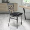 Flash Furniture HERCULES Series Clear Coated ”X” Back Metal Restaurant Chair – Black Vinyl Seat(Black Vinyl Seat/Clear Coated Metal Frame)