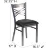 Flash Furniture HERCULES Series Clear Coated ”X” Back Metal Restaurant Chair – Black Vinyl Seat(Black Vinyl Seat/Clear Coated Metal Frame)