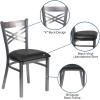 Flash Furniture HERCULES Series Clear Coated ”X” Back Metal Restaurant Chair – Black Vinyl Seat(Black Vinyl Seat/Clear Coated Metal Frame)