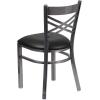Flash Furniture HERCULES Series Clear Coated ”X” Back Metal Restaurant Chair – Black Vinyl Seat(Black Vinyl Seat/Clear Coated Metal Frame)