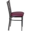 Flash Furniture HERCULES Series Clear Coated ”X” Back Metal Restaurant Chair – Black Vinyl Seat(Burgundy Vinyl Seat/Clear Coated Metal Frame)