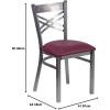Flash Furniture HERCULES Series Clear Coated ”X” Back Metal Restaurant Chair – Black Vinyl Seat(Burgundy Vinyl Seat/Clear Coated Metal Frame)