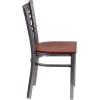Flash Furniture HERCULES Series Clear Coated ”X” Back Metal Restaurant Chair – Black Vinyl Seat(Cherry Wood Seat/Clear Coated Metal Frame)