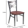 Flash Furniture HERCULES Series Clear Coated ”X” Back Metal Restaurant Chair – Black Vinyl Seat(Cherry Wood Seat/Clear Coated Metal Frame)