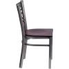 Flash Furniture HERCULES Series Clear Coated ”X” Back Metal Restaurant Chair – Black Vinyl Seat(Mahogany Wood Seat/Clear Coated Metal Frame)