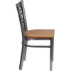 Flash Furniture HERCULES Series Clear Coated ”X” Back Metal Restaurant Chair – Black Vinyl Seat(Natural Wood Seat/Clear Coated Metal Frame)