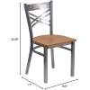 Flash Furniture HERCULES Series Clear Coated ”X” Back Metal Restaurant Chair – Black Vinyl Seat(Natural Wood Seat/Clear Coated Metal Frame)