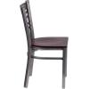 Flash Furniture HERCULES Series Clear Coated ”X” Back Metal Restaurant Chair – Black Vinyl Seat(Walnut Wood Seat/Clear Coated Metal Frame)