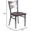 Flash Furniture HERCULES Series Clear Coated ”X” Back Metal Restaurant Chair – Black Vinyl Seat(Walnut Wood Seat/Clear Coated Metal Frame)