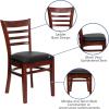 Flash Furniture HERCULES Series Ladder Back Mahogany Wood Restaurant Chair – Burgundy Vinyl Seat(Black Vinyl Seat/Mahogany Wood Frame)