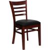 Flash Furniture HERCULES Series Ladder Back Mahogany Wood Restaurant Chair – Burgundy Vinyl Seat(Black Vinyl Seat/Mahogany Wood Frame)