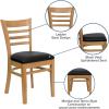 Flash Furniture HERCULES Series Ladder Back Mahogany Wood Restaurant Chair – Burgundy Vinyl Seat(Black Vinyl Seat/Natural Wood Frame)