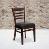 Flash Furniture HERCULES Series Ladder Back Mahogany Wood Restaurant Chair – Burgundy Vinyl Seat(Black Vinyl Seat/Walnut Wood Frame)