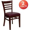Flash Furniture HERCULES Series Ladder Back Mahogany Wood Restaurant Chair – Burgundy Vinyl Seat(Burgundy Vinyl Seat/Mahogany Wood Frame)