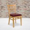 Flash Furniture HERCULES Series Ladder Back Mahogany Wood Restaurant Chair – Burgundy Vinyl Seat(Burgundy Vinyl Seat/Natural Wood Frame)