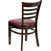 Flash Furniture HERCULES Series Ladder Back Mahogany Wood Restaurant Chair – Burgundy Vinyl Seat(Burgundy Vinyl Seat/Walnut Wood Frame)