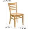 Flash Furniture HERCULES Series Ladder Back Mahogany Wood Restaurant Chair – Burgundy Vinyl Seat(Natural Wood Seat/Natural Wood Frame)