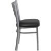 Flash Furniture HERCULES Series Silver Slat Back Metal Restaurant Chair – Black Vinyl Seat(Black Vinyl Seat)