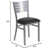 Flash Furniture HERCULES Series Silver Slat Back Metal Restaurant Chair – Black Vinyl Seat(Black Vinyl Seat/Silver Frame)