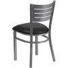 Flash Furniture HERCULES Series Silver Slat Back Metal Restaurant Chair – Black Vinyl Seat(Black Vinyl Seat/Silver Frame)