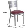Flash Furniture HERCULES Series Silver Slat Back Metal Restaurant Chair – Black Vinyl Seat(Burgundy Vinyl Seat)