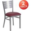 Flash Furniture HERCULES Series Silver Slat Back Metal Restaurant Chair – Black Vinyl Seat(Burgundy Vinyl Seat/Silver Frame)