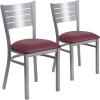 Flash Furniture HERCULES Series Silver Slat Back Metal Restaurant Chair – Black Vinyl Seat(Burgundy Vinyl Seat/Silver Frame)