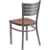 Flash Furniture HERCULES Series Silver Slat Back Metal Restaurant Chair – Black Vinyl Seat(Cherry Wood Seat)