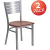 Flash Furniture HERCULES Series Silver Slat Back Metal Restaurant Chair – Black Vinyl Seat(Cherry Wood Seat/Silver Frame)