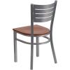 Flash Furniture HERCULES Series Silver Slat Back Metal Restaurant Chair – Black Vinyl Seat(Cherry Wood Seat/Silver Frame)
