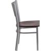 Flash Furniture HERCULES Series Silver Slat Back Metal Restaurant Chair – Black Vinyl Seat(Mahogany Wood Seat)