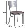 Flash Furniture HERCULES Series Silver Slat Back Metal Restaurant Chair – Black Vinyl Seat(Mahogany Wood Seat)