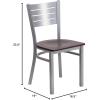 Flash Furniture HERCULES Series Silver Slat Back Metal Restaurant Chair – Black Vinyl Seat(Mahogany Wood Seat/Silver Frame)