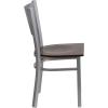 Flash Furniture HERCULES Series Silver Slat Back Metal Restaurant Chair – Black Vinyl Seat(Walnut Wood Seat)