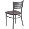 Flash Furniture HERCULES Series Silver Slat Back Metal Restaurant Chair – Black Vinyl Seat(Walnut Wood Seat)