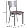 Flash Furniture HERCULES Series Silver Slat Back Metal Restaurant Chair – Black Vinyl Seat(Walnut Wood Seat)