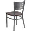 Flash Furniture HERCULES Series Silver Slat Back Metal Restaurant Chair – Black Vinyl Seat(Walnut Wood Seat/Silver Frame)