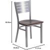 Flash Furniture HERCULES Series Silver Slat Back Metal Restaurant Chair – Black Vinyl Seat(Walnut Wood Seat/Silver Frame)