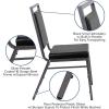 Flash Furniture HERCULES Series Square Back Stacking Banquet Chair in Dark Gray Fabric with Silvervein Frame(Black Vinyl/Silver Vein Frame)