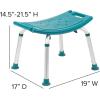 Flash Furniture HERCULES Series Tool-Free and Quick Assembly, 300 Lb. Capacity, Adjustable Gray Bath & Shower Chair with Extra Large Back(Teal)