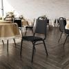 Flash Furniture HERCULES Series Trapezoidal Back Stacking Banquet Chair in Burgundy Vinyl – Silver Vein Frame(Black Fabric/Black Frame)