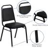 Flash Furniture HERCULES Series Trapezoidal Back Stacking Banquet Chair in Burgundy Vinyl – Silver Vein Frame(Black Vinyl/Black Frame)