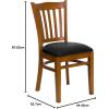 Flash Furniture HERCULES Series Vertical Slat Back Walnut Wood Restaurant Chair(Black Vinyl Seat/Cherry Wood Frame)