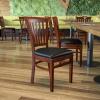 Flash Furniture HERCULES Series Vertical Slat Back Walnut Wood Restaurant Chair(Black Vinyl Seat/Mahogany Wood Frame)